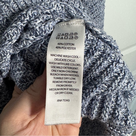 Joie Heathered Blue Ribbed Knit Sweater Size XL Winter Fall Buttons Crew Neck - Picture 9 of 9